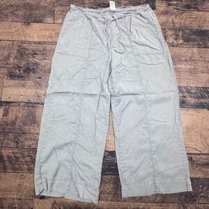 Joie‎ Wide Leg Cropped Pants Light Green 100% Lyocell Drawstring Waist Women's L